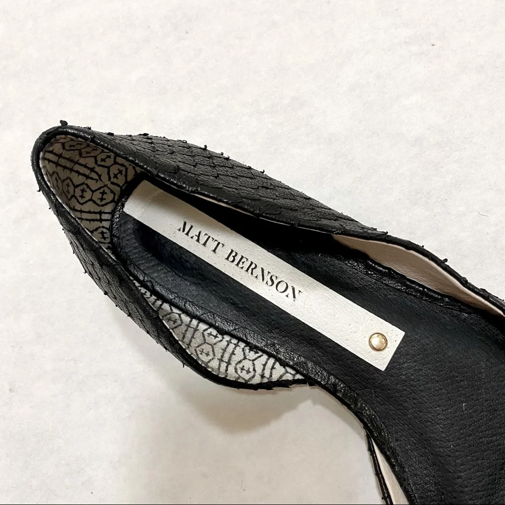 Matt Bernson Black Pointed Weave Leather Flats